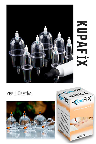 KUPAFİX Vakumlu Hacamat Seti 12 Li Hacamat Kupası ve Pompası kutusuyla