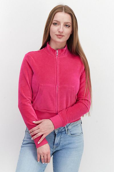 Juicy Couture Women Long Sleeve Full Zip Solid Sweatshirt, Pink