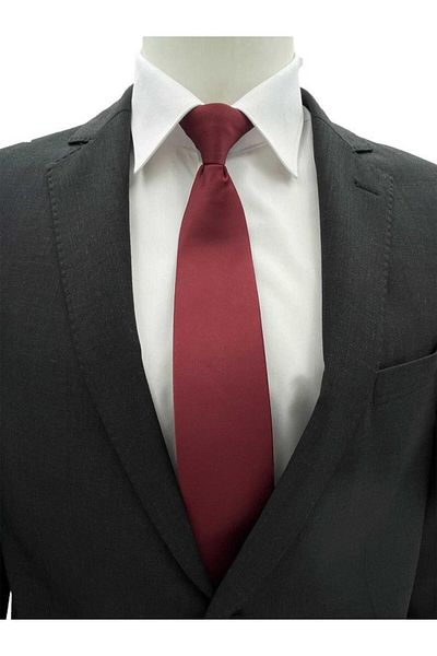 Brianze Ready Tied Clip-On Matte Satin Burgundy Tie