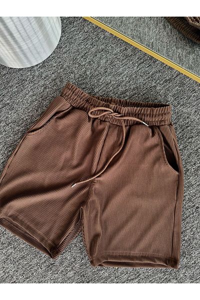 Altamira Men's Brown Placket Ottoman Shorts
