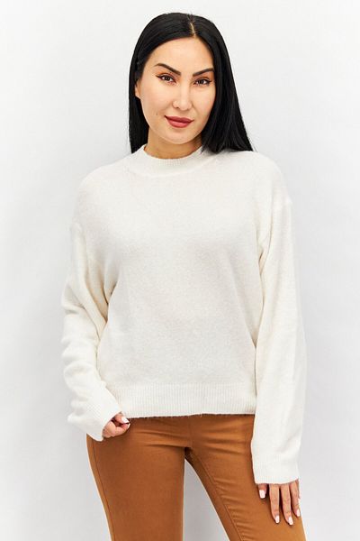 Weekday Women Mock Neck Knitted Sweater, Off White