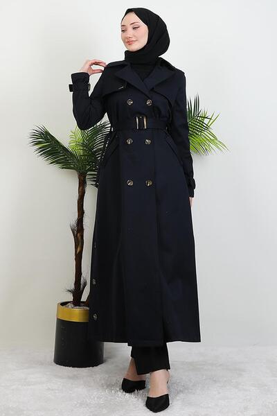 GİYZAMİLA Синьо-чорний тренчкот