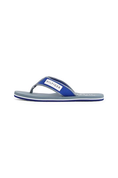 Tommy Hilfiger Tommy Hilfiger Men Overcast Grey Patch Logo Webbing Flip Flops