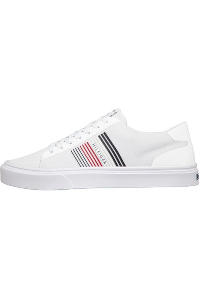 Tommy Hilfiger Tommy Hilfiger Men White Low Top Lightweight Stripes Sneakers