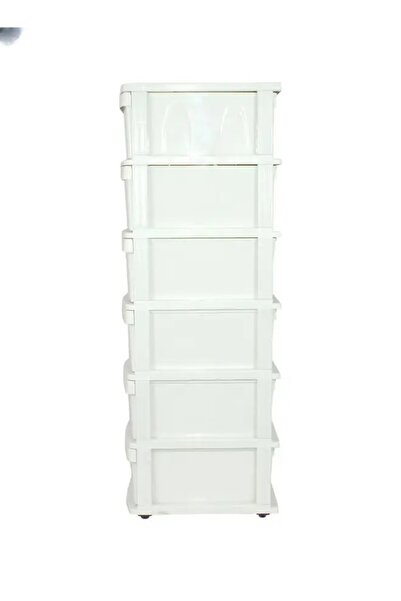 COOYA Storage Cabinet, 6-Drawer Quality Material With Wheels, White
