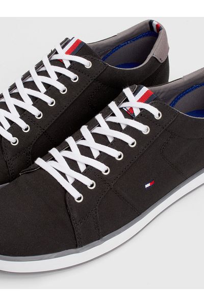 Tommy Hilfiger Tommy Hilfiger Men Black Canvas Lace Up Sneakers