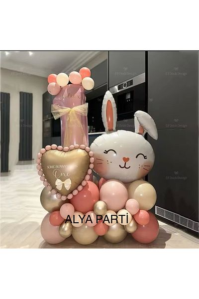 ALYA Σετ γενεθλίων PARTY Rabbit Foil με μπαλόνια και αλουμινόχαρτο με αριθμούς