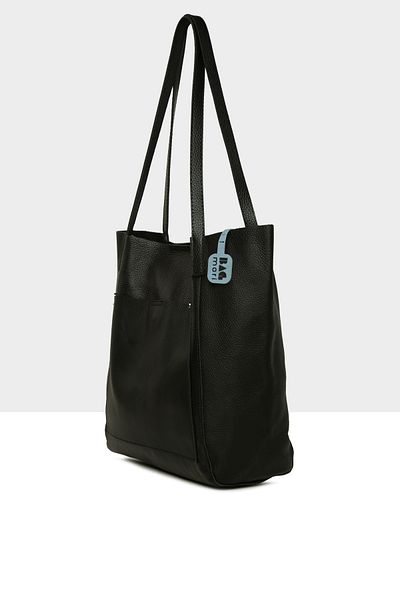 Bagmori Black Women's Real Leather Casual Tote Bag with Pockets m 000008600