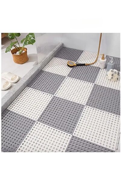 COOYA Non Slip Floor Tiles,12 Pack Interlocking Bath Floor Mat, 30x30cm Shower Mat with Drainage Holes