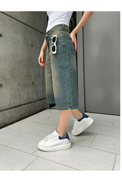 eyonnwear Y2K RECYCLED BAGGY POCKET STAR JEAN ŞORT BERMUDA