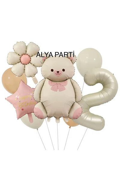 ALYA Σετ γενεθλίων PARTY Ρίγες Φυσαλίδων Μπαλόνι Παιδιών και Αρκουδάκι Φυσαλίδων Μπαλόνι