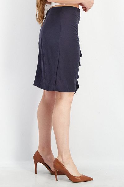 Esprit Women Ruffle Detail Mini Skirt, Navy Blue