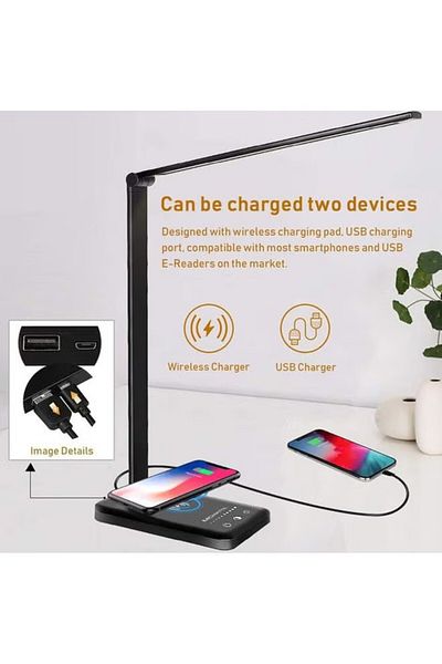 COOYA LED Desk Lamp With Wireless Charger And USB Charging Port ABS Material White/Warm White/Yellow 39cm