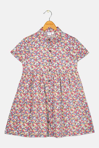 GAP Kids Girl Allover Print Shirt Dress, Multicolor