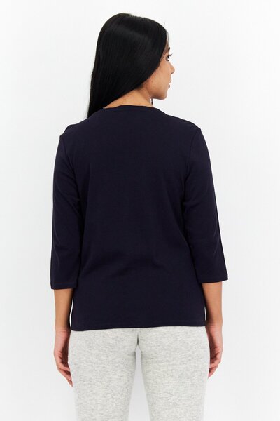 s.Oliver Women Round Neck Long Sleeve Solid T-shirts, Dark Navy