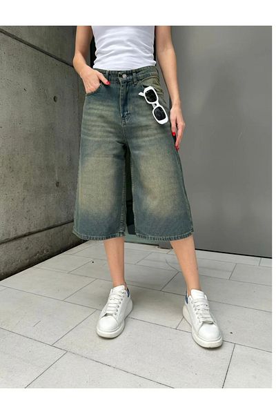 eyonnwear Y2K RECYCLED BAGGY POCKET STAR JEANS SHORTS BERMUDA