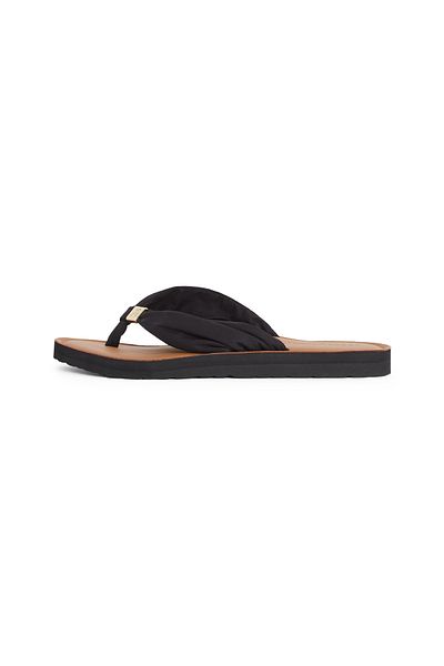 Tommy Hilfiger Women Black Monogram Plaque Flip Flops