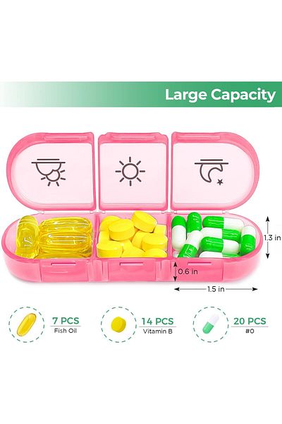 COOYA Portable Weekly Pill Organizer, 7 Day 3 Times a Day, with Light-Proof Pill Case