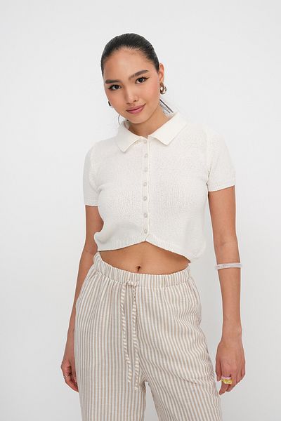 Addax Polo Neck Short Sleeve Cardigan H10298