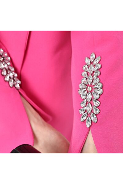BARG FASHION Kadin Taş Detaylı Blazer Ceket Pantolon Takım Elbise