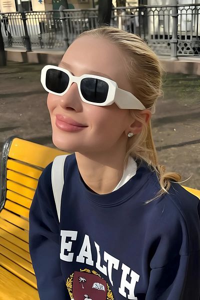 Chunky Frame Unisex Vintage Jenniy White Sunglasses