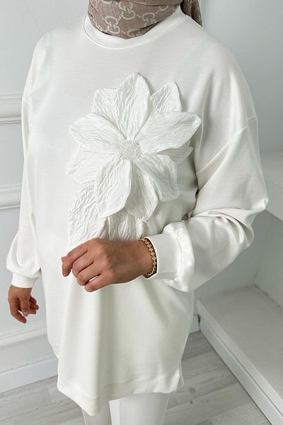 Linvey Rose Detailed Low Sleeve Modal Comfortable Fit Tunic