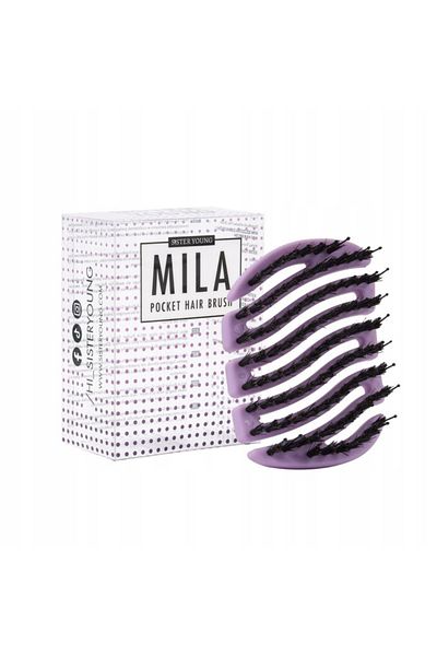 SISTER YOUNG MILA POCKET LILIAC BV - Mini brush with wild boar bristles, purple