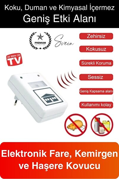 Svein Elektronik Fare ve Haşere Kovucu Uzaklaştırıcı Böcek Ultrasonik Sinek Ö...