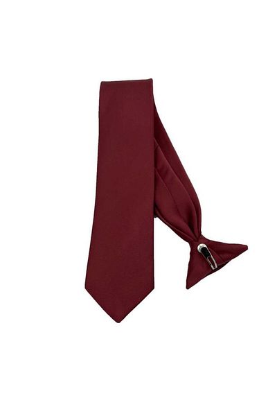 Brianze Ready Tied Clip-On Matte Satin Burgundy Tie