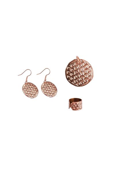 Zeynep Büyükbay Copper Pendant, Earrings and Ring Set