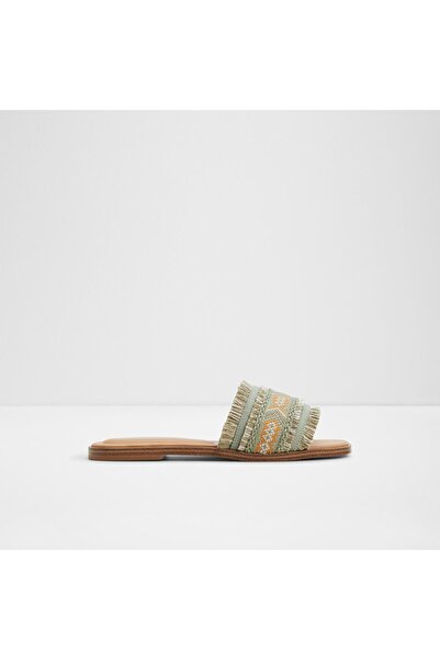 Aldo صندل مسطح أخضر للنساء