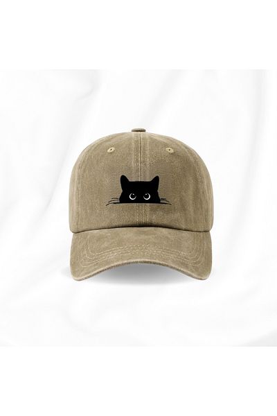 Touz Moda Washable Vintage Black Cat Printed Unisex Hat