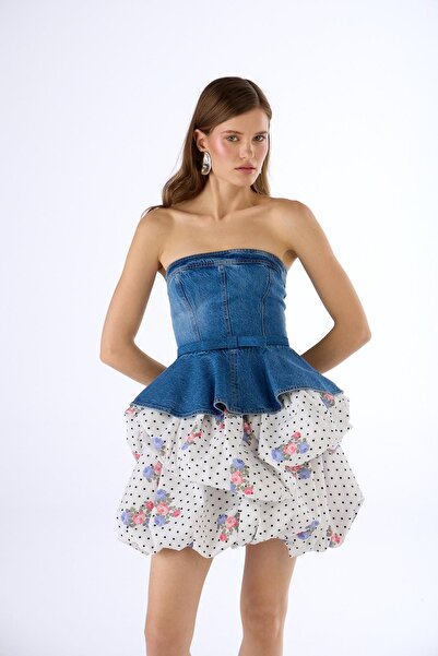 NOK İSTANBUL Ultra Fancy Mini Elbise LİGHT BLUE