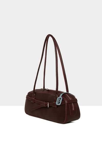 Bagmori Claret Red Women's Real Leather Belted Thin Strap Bag m 000008606