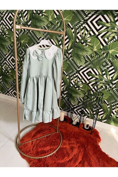 Genel Markalar Wednesday Hazır Yaka Vintage Çocuk Elbise