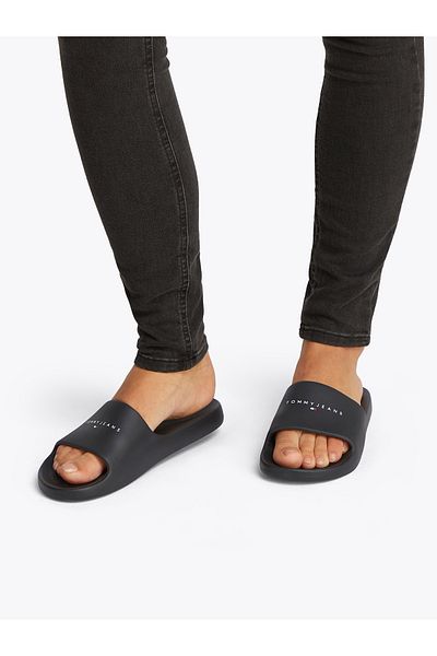 Tommy Hilfiger Tommy Hilfiger Women Black Tommy Jeans Printed Pu Pool Slides