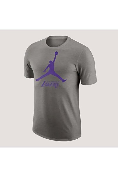 Nike Los Angeles Lakers NBA Erkek Tshirt FB9827-063 - Gri - L