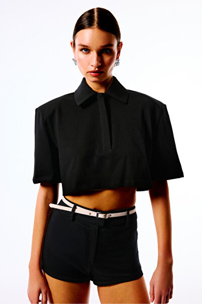 Love On Friday Verona Vatkalı Polo Yaka T-shirt (siyah)