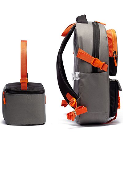 Go Veform Set de 2 ghiozdane și cutie de prânz termică cu buzunare multiple MYP2080 Gri