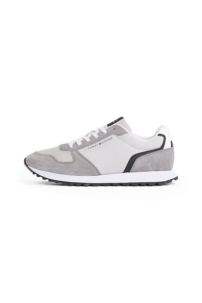 Tommy Hilfiger Men Grey Whisper Logo New Runner Suede Sneakers