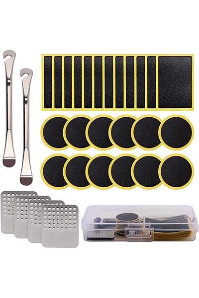 COOYA 30Pcs Bicycle Tire Repair Kit,with Glueless Bike Tube Patches,Metal Rap,Metal Tire Levers