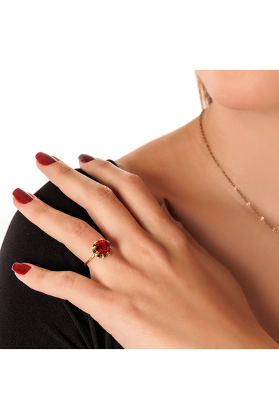 Atelier LEO Handmade Jewellery KAZ AYAĞI CAM BORDO BAKIR EL YAPIMI KRİSTAL TA...