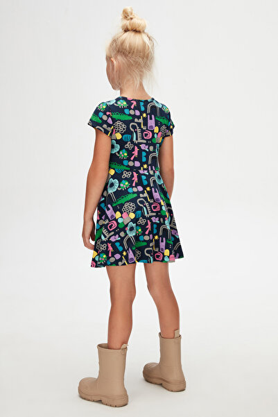 LOVETTI Rochie cu mânecă scurtă cu decupaje animale pentru fete