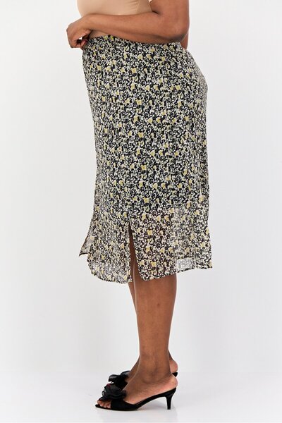 Esprit Women Floral Print Midi Skirt, Multicolor