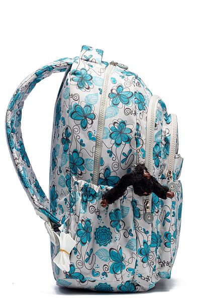 Go Veform Rucsac de zi cu zi și de școală din țesătură șifonată impermeabilă cu mai multe buzunare MYP8610 Crem Floral