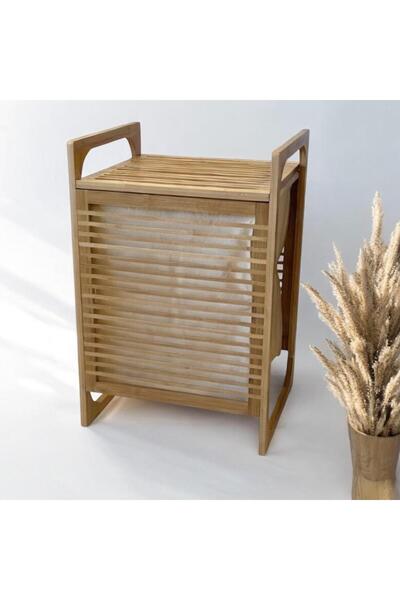 ALLEGRI Bambu Kirli Çamaşır Sepeti Banyo Düzenleyici Oyuncak Saklama Organize...