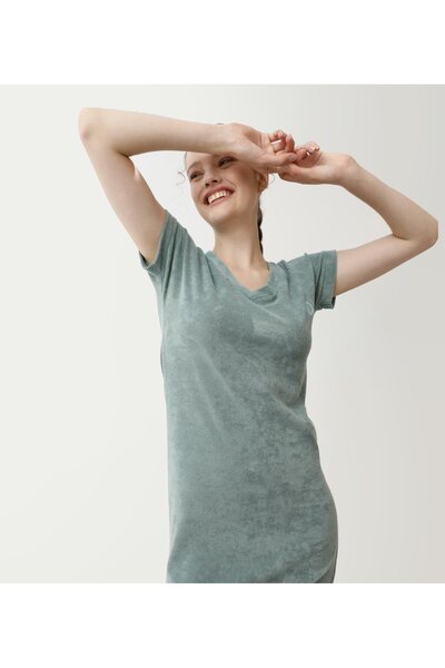 Nors Women's Towel Fabric V-Neck Dress