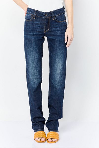 Guess Women Regular Fit Washed Stretchable Jeans, Blue