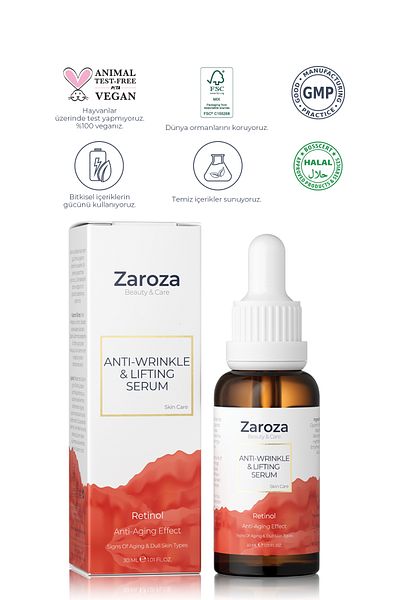 ZAROZA Retinol Serum - Anti-Blemish, Anti-Wrinkle & Lifting Serum - D-Panthenol, Niacinamide
