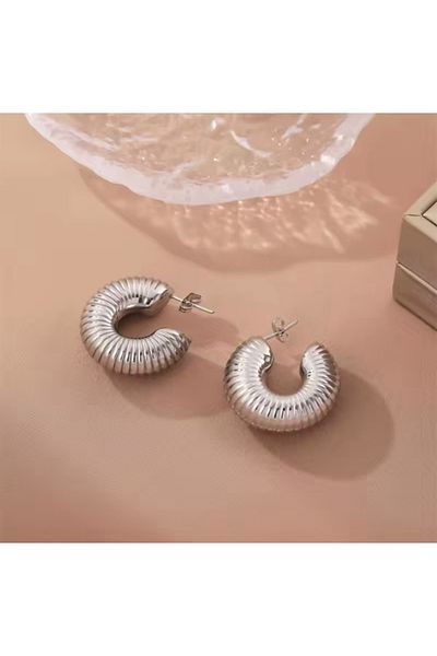 Çelik Mini Pipe Model Ring Steel Earrings